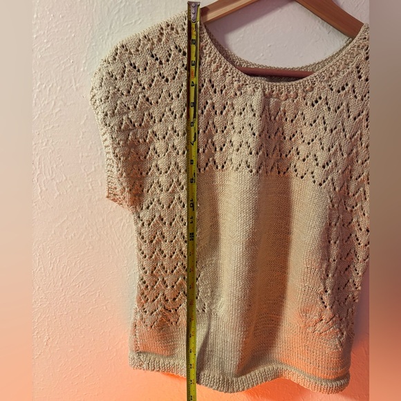 Vintage No Label Cream Knit Short Sleeve Romper Top - Picture 5 of 6